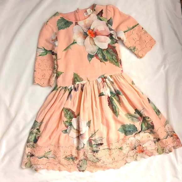 TEELANYC Other - TEELA NYC Gorgeous Ema Eyelet Lace Peach Floral Dress Half Sleeve Girls' 7